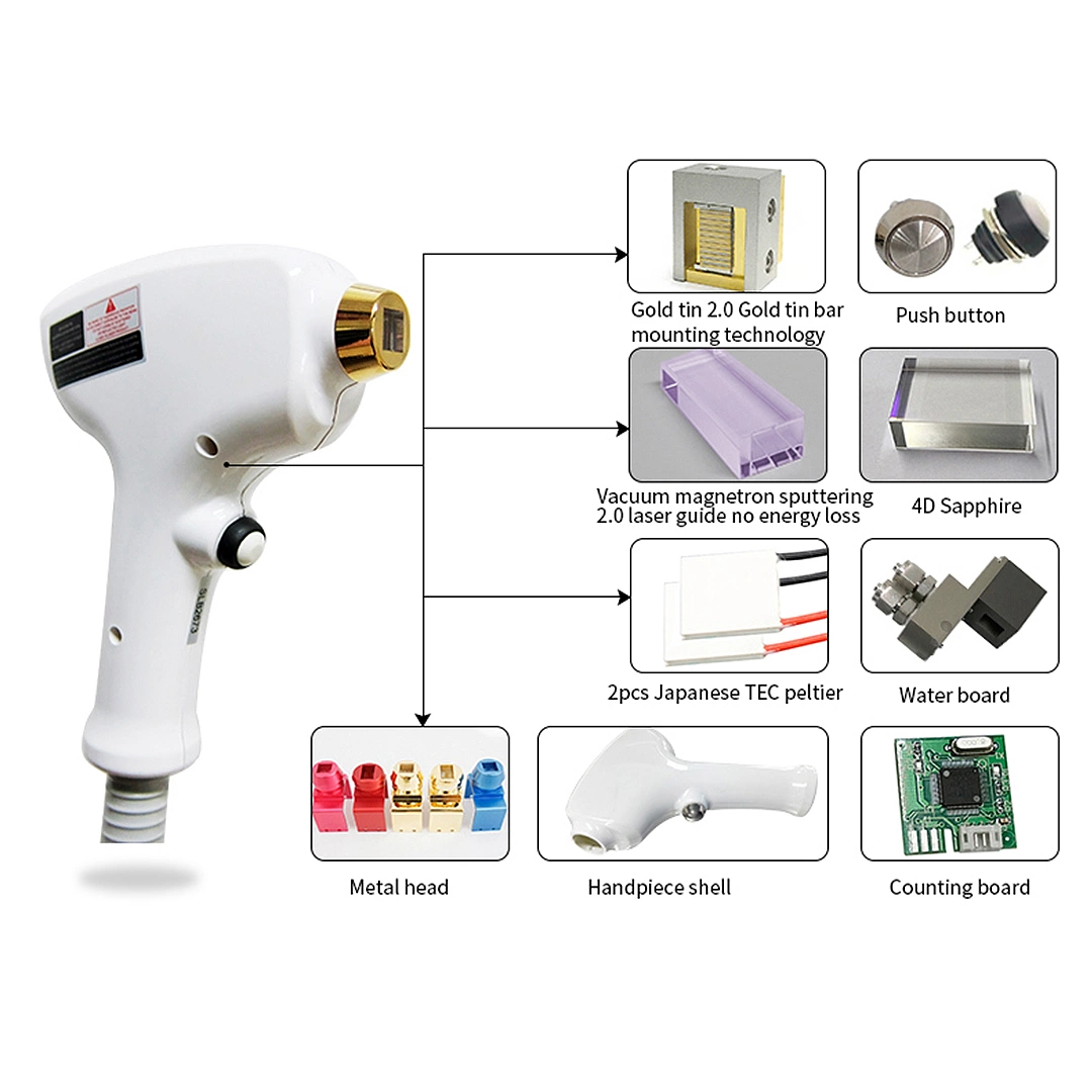 808 Diode Laser Equipment for Hair Removal 755/808/1064nm of All Skin Tones Laser Hair Removal Face Body Bikini