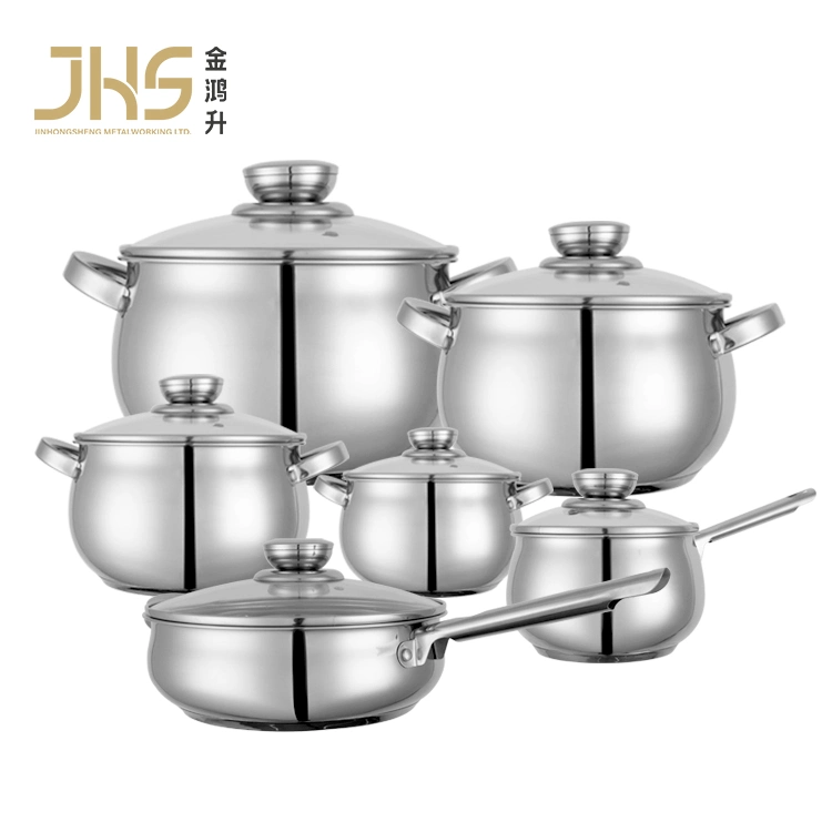 Wholesale Kitchenware 12PCS Cooking Pot Stainless Steel Cookware Set