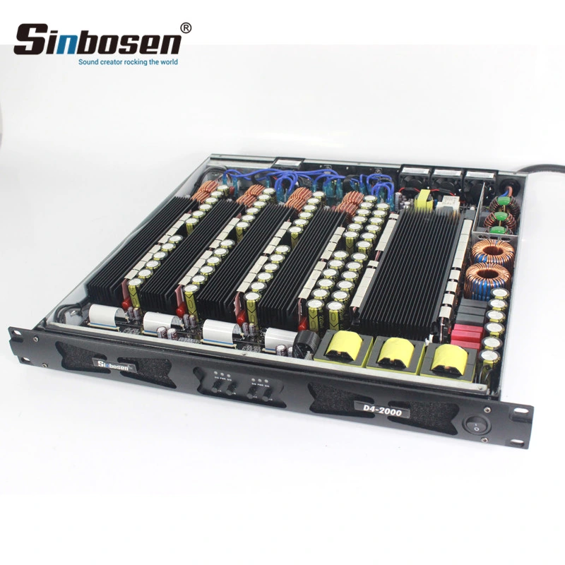amplificador de potencia de canal 4 de 1U D4-2000 2 Ohmios amplificador estéreo digital estable
