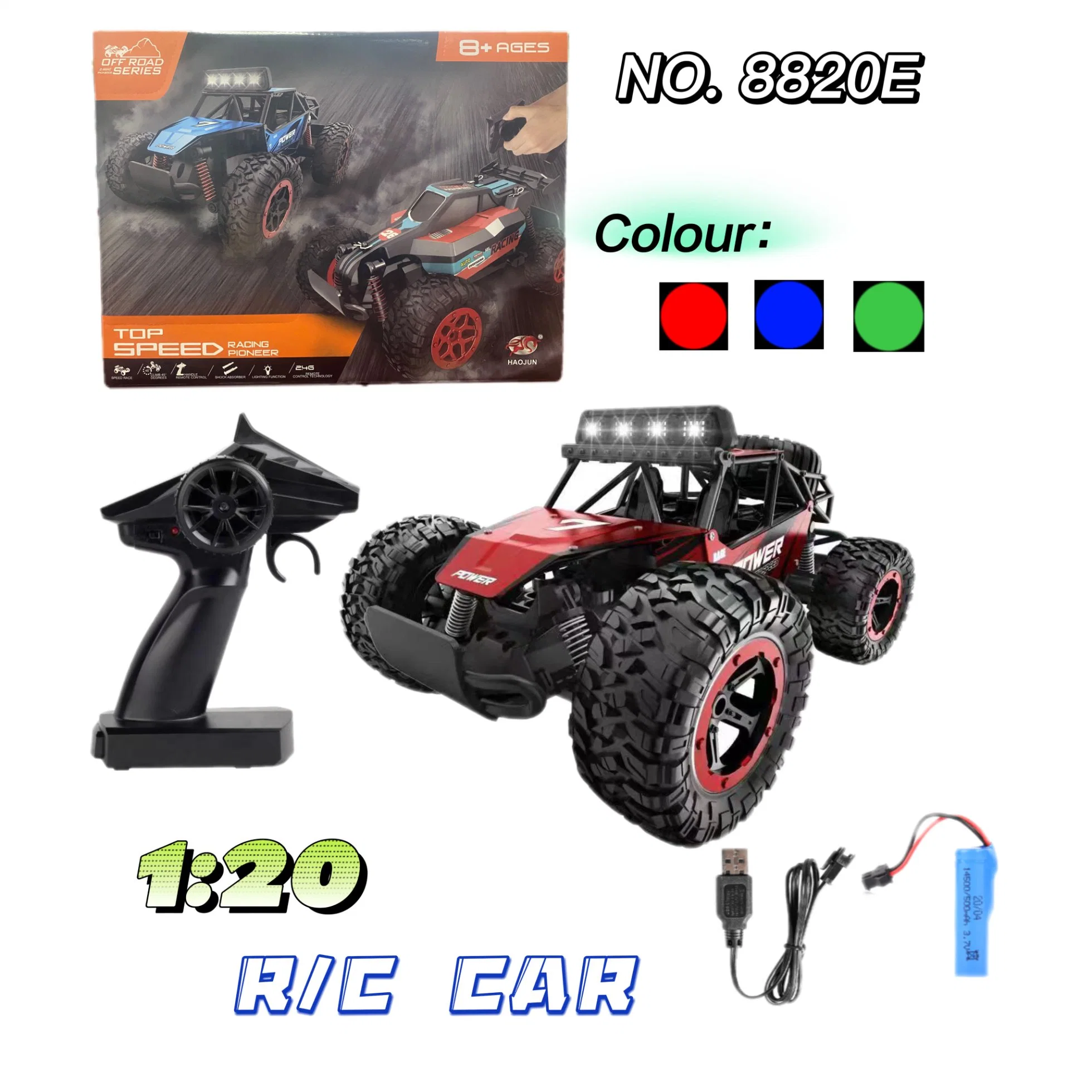 1: 20 Scale 2.4GHz 4WD RC Beast Rock Crawler Climbing Truck Toy Car with LED Lights 18km/H Crawler Rally off-Road