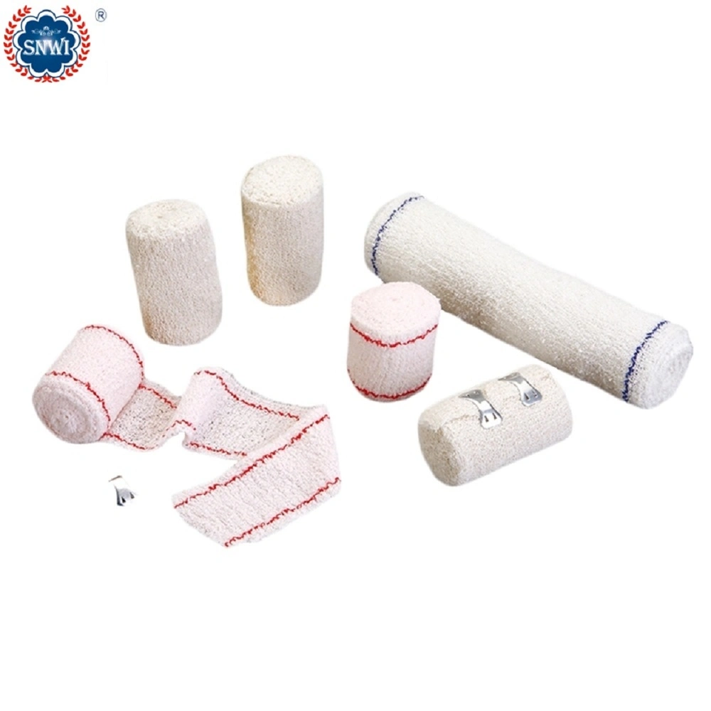 CE ISO Approved Disposable Medical Supply Natural Color 100% Pure Cotton Elastic Crepe Bandage