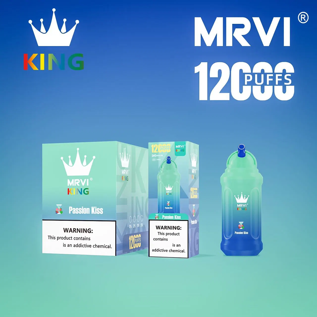 New Mrvi King 12000 Puffs with 23ml E-Liquid & Type-C Rechargeable Fancy Flashing Disposable Ecig Randm Tornado 10000 Puffs