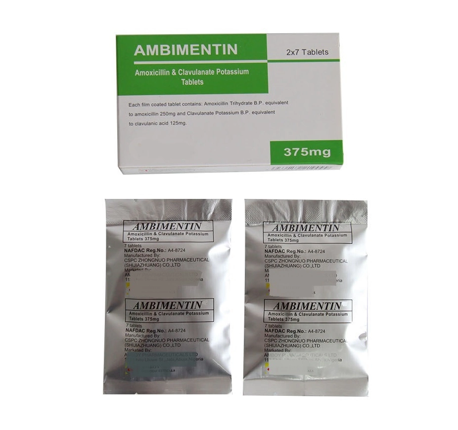 Finished Medicine Amoxicillin and Clavulanate Potassium Tablet 375mg, 625mg, 1g Alu-Alu Packing