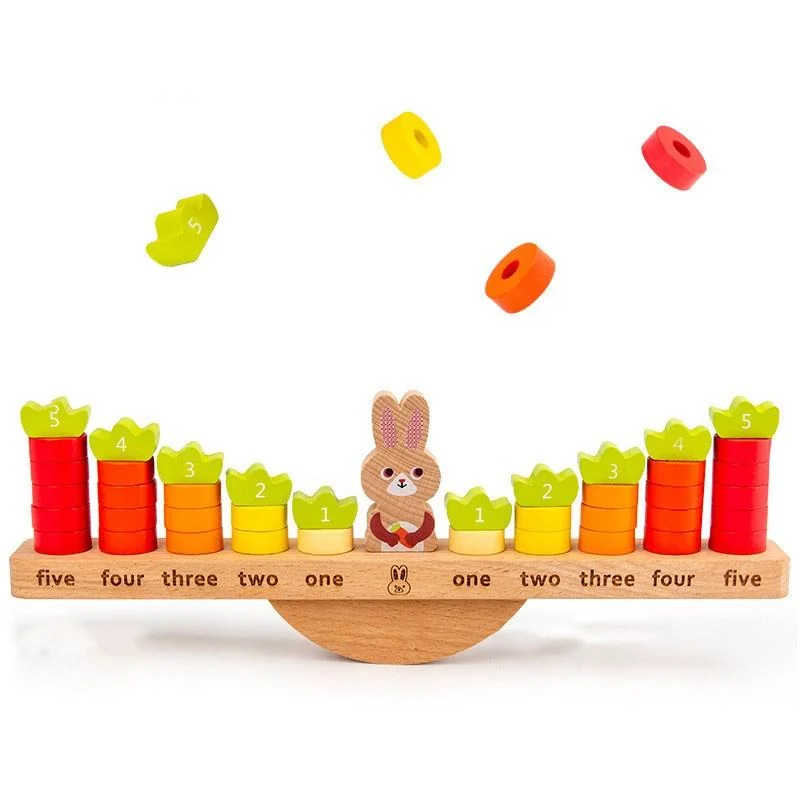 Lehrholz Montessori Kaninchen Mathematik Spielzeug mit Balance Holzspielzeug