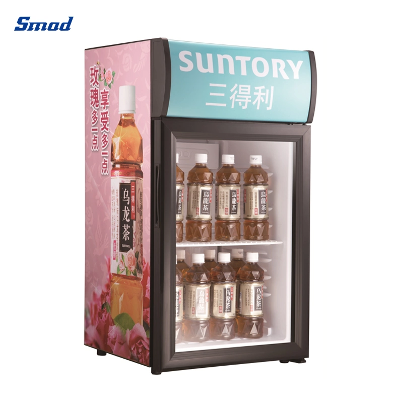 21L Mini Countertop Directly Cooling Glass Door Beverage Cooler Display