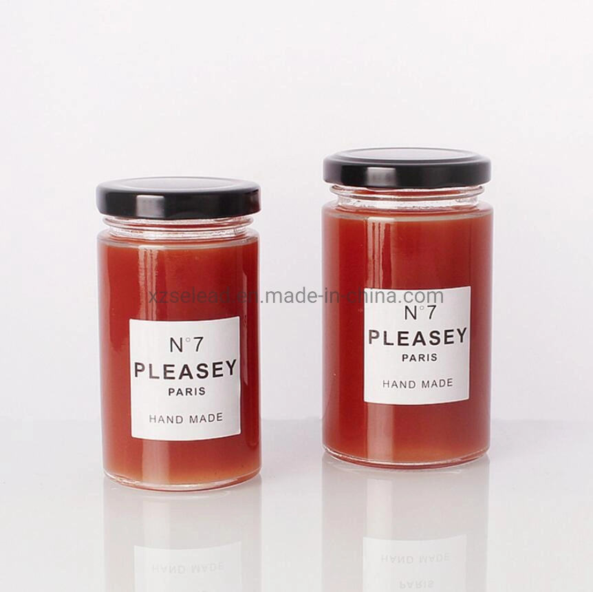 New Design Glass Packaging Cans & Jars Marmalade Glass Honey Jar with Black Metal Cap 200ml