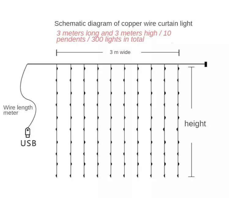 LED Rideau de lumière activé par le son de la musique avec crochets, fil de cuivre USB 5V, éclairage décoratif de fée de Noël pour fête.