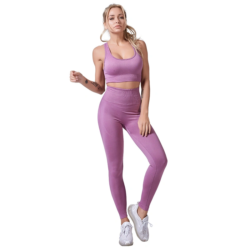 Wholesale Sport Suit Fashion Solid Color Seamless Women Fitness Clothing Gym Sportswear Running Leggings Women Yoga Set