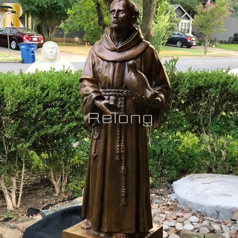 Katholische Bronze St. Francis von Assisi und Wolf religiöse Statue Chinesischer Lieferant