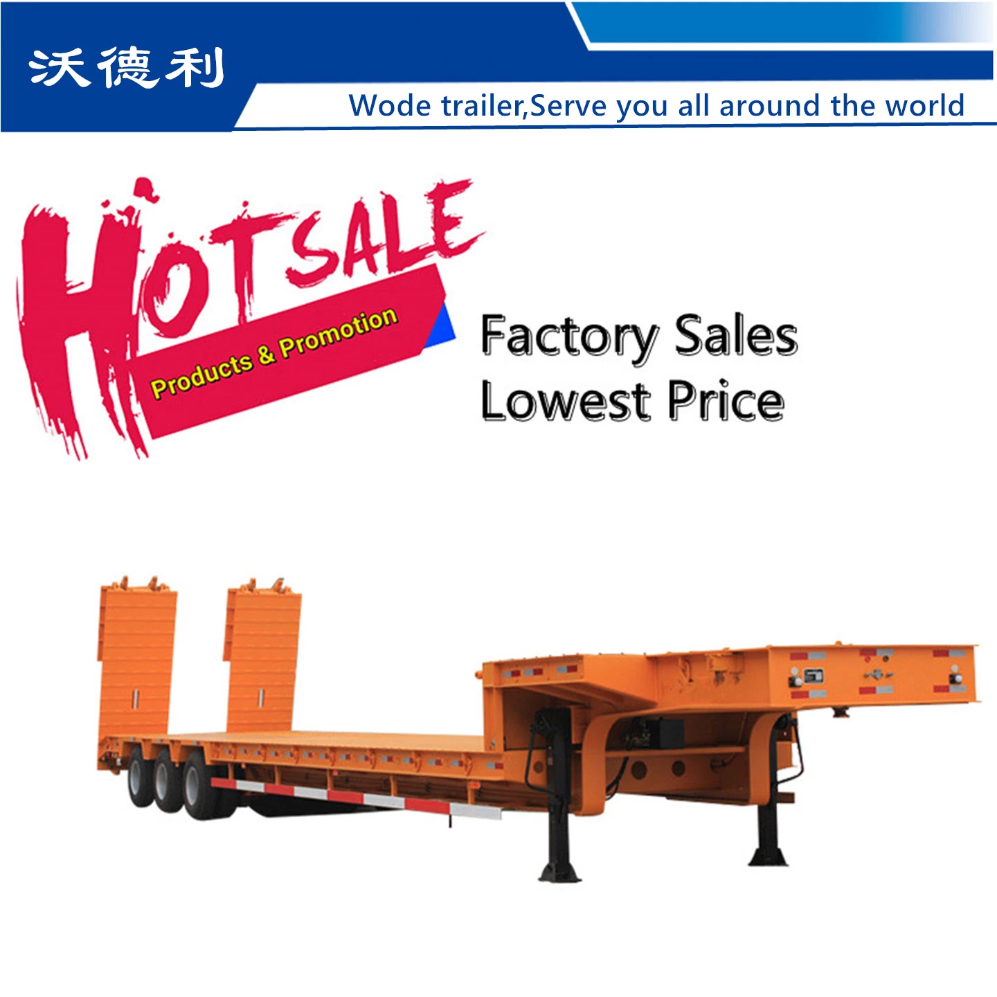 Lowboy Lowbed Semi Trailers 3 Axis and High Quality Body Can Load 80 T Lowbed Semi Car Trailers