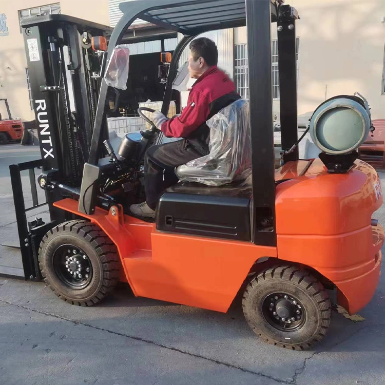 Runtx Brand Dual Fuel Forklift 2.5 Ton LPG Gasoline Forklift with Side Shift Triple Full Free Mast