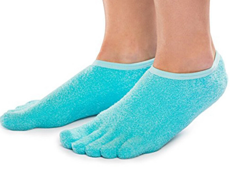 5-Toe Gel Moisturizing SPA Socks for Dry Feet, Cracked Heels, Calluses