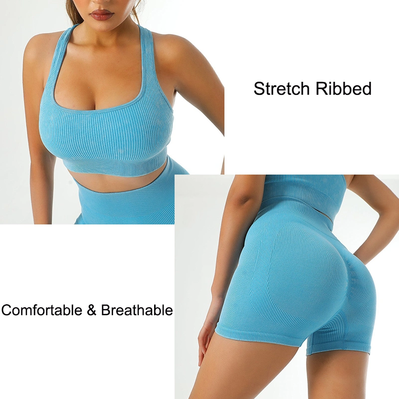 Workout Outfits für Frauen 2 Stück hohe Taille Butt Lifting Shorts Yoga Übungsset