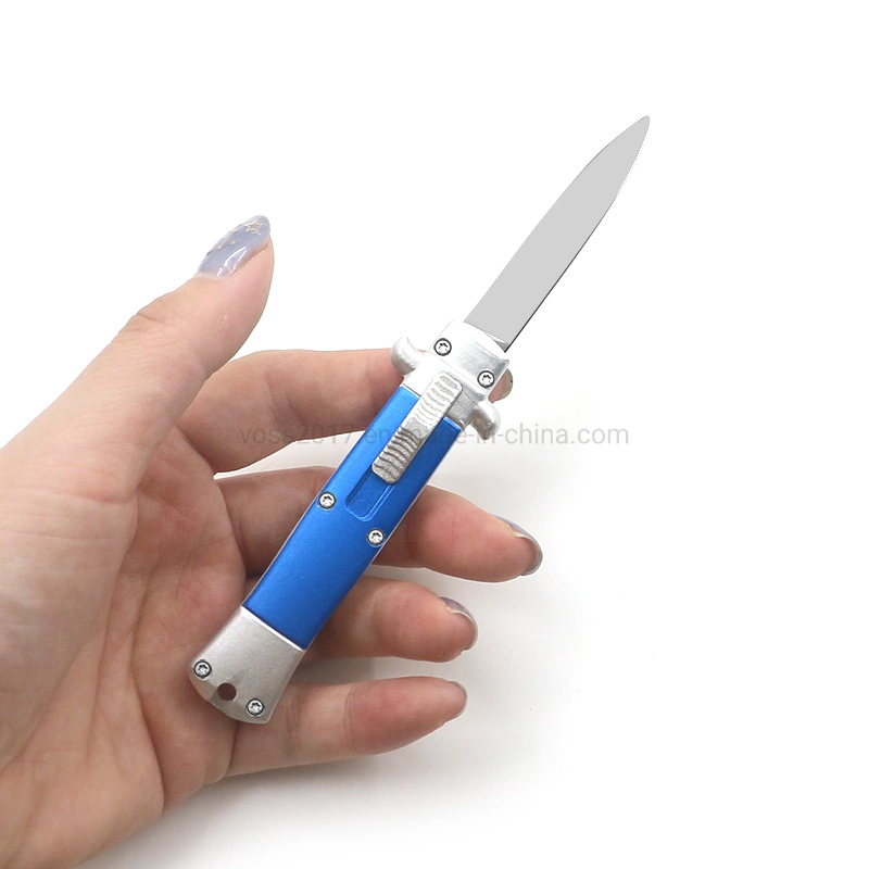 5.3" Mini Otf-Akc Knife Stiletto 440 Mirror Blade Automatic Italian Two Tone Oxidized Knife