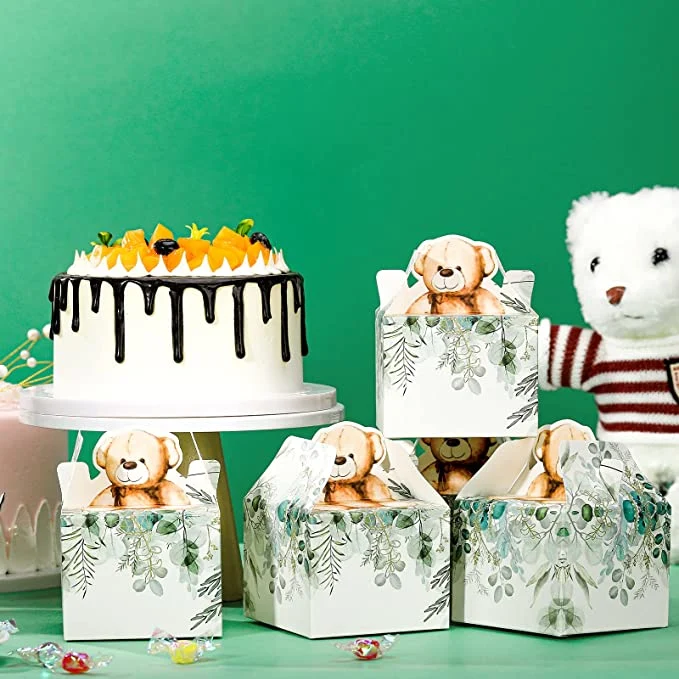 Parte a favor de la caja de papel Cajas de tratar el osito de peluche de Baby Shower Decoraciones