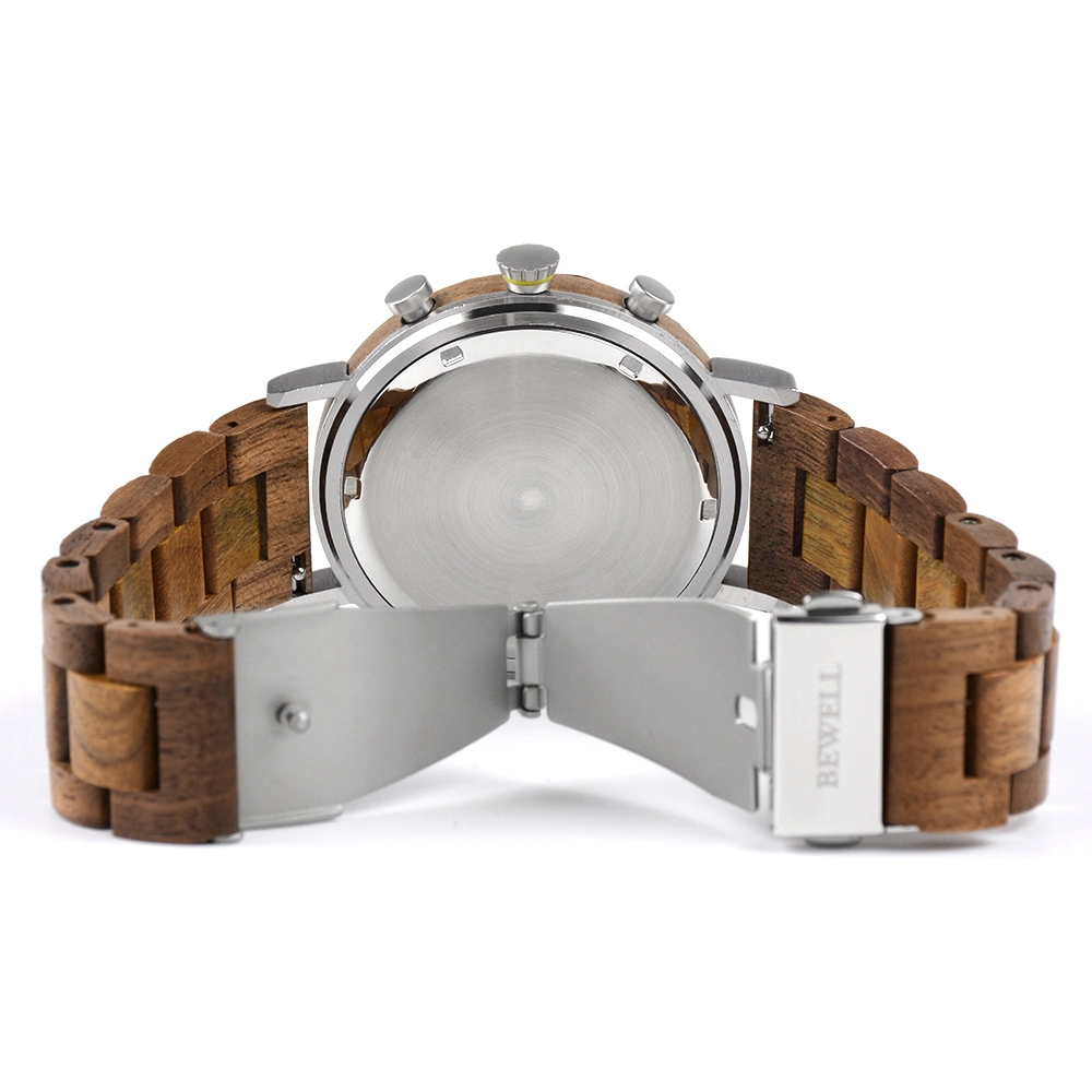 Bewell Newest Luxury Handmade Watch Custom Quartz Chronograph Watch Engraved Wooden Watches Men Wrist