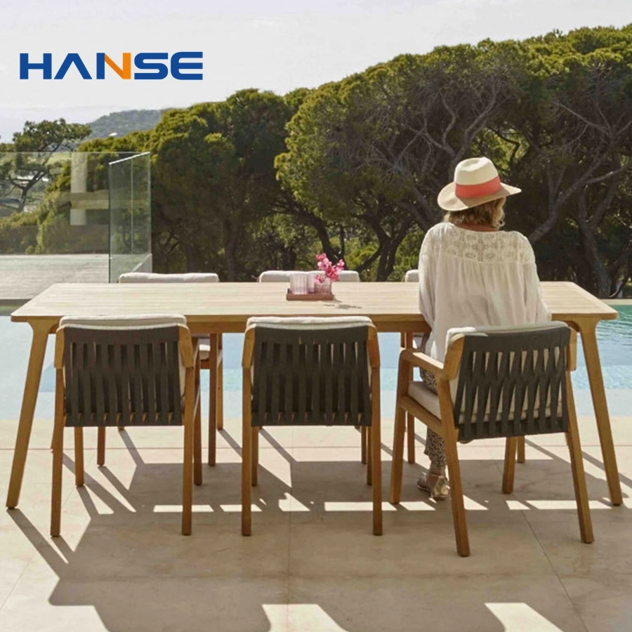 Eco-Friendly Furniture Wood Plastic Composite Dining Table Set for Outdoor Restaurant 6 Seaters