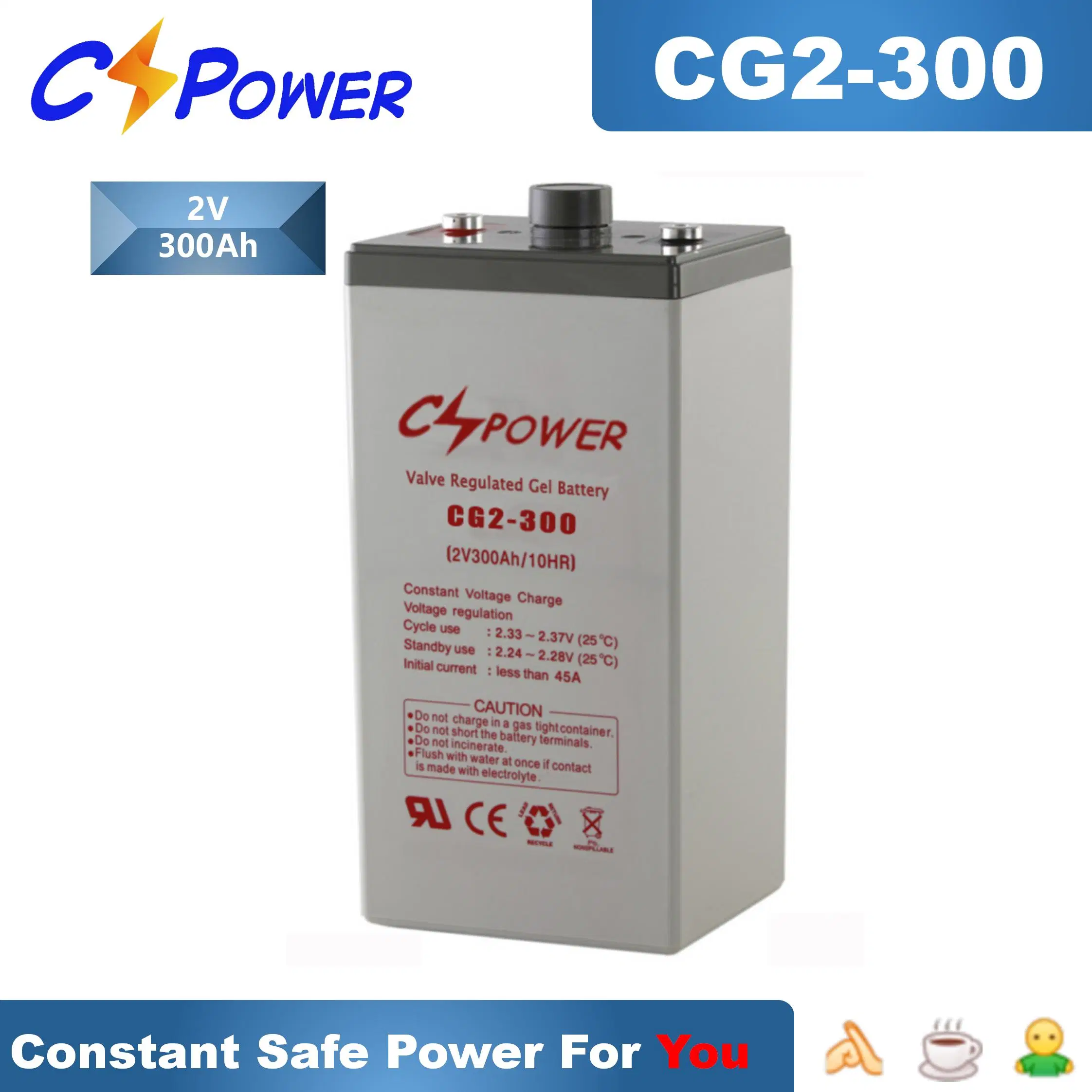 Cspower 2V 800ah Solar VRLA Mf Poor Liquid Battery UPS/Solar Power/ Home-Appliance/Submersible Pumps