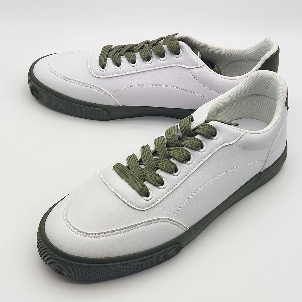 Wholesale Plus Size PU Leather Lace-up Men Casual White Shoes
