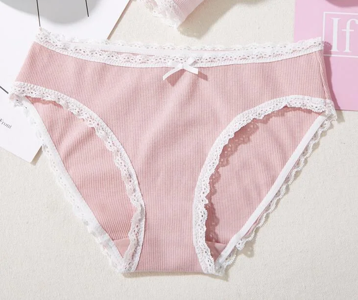 Women 100%Cotton Underwear Lace Panty for Ladies