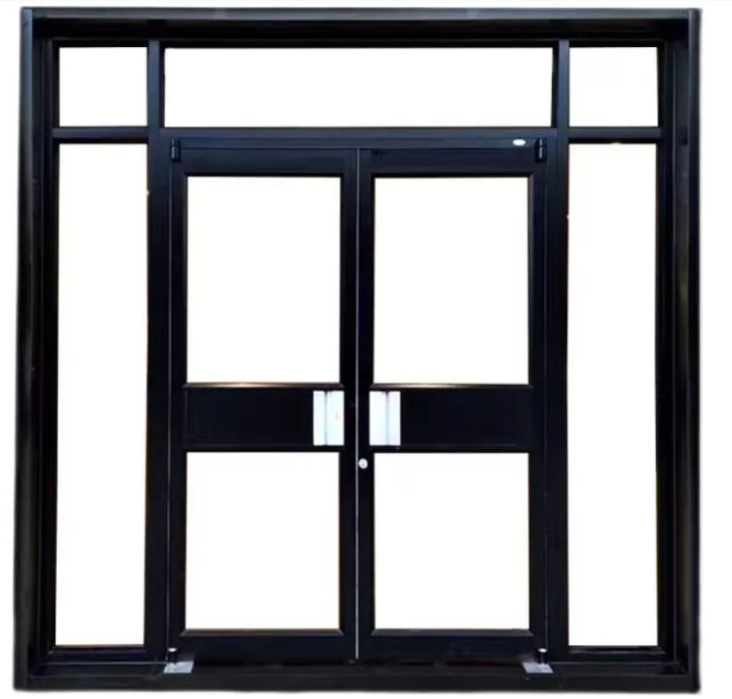 8 Feet Fire Rated Storefront Commercial Stainless Steel Double Glazed Door