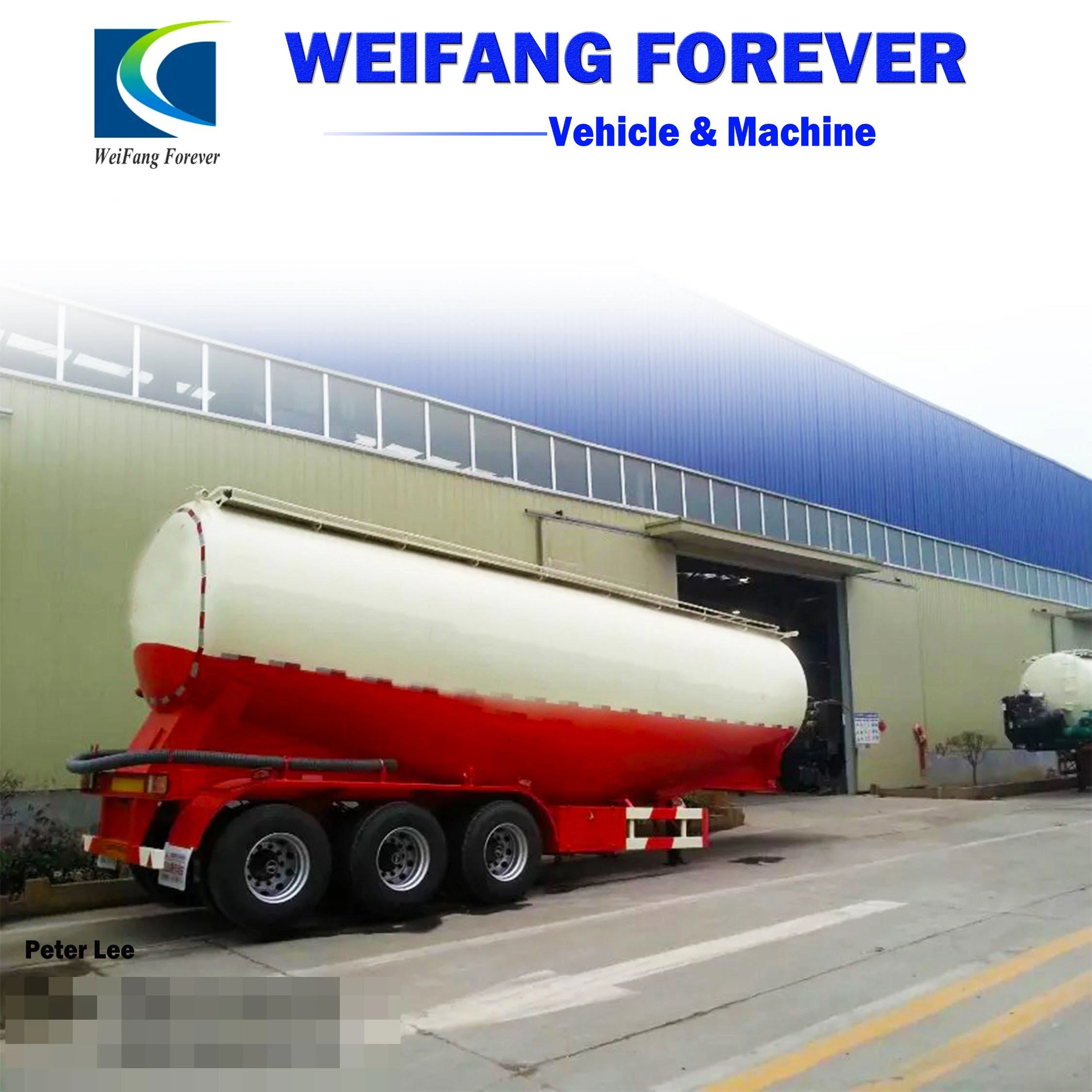 3axles Cement Semi Trailer Bulk Powder Tank für Kenia