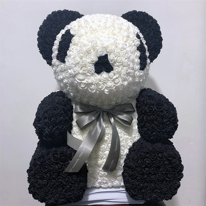 Wholesale/Suppliers Día de la madre regalo artificial de 70 cm Rosa Blanca Panda Handmade PE Rose utilizados para la fiesta de cumpleaños Decoración