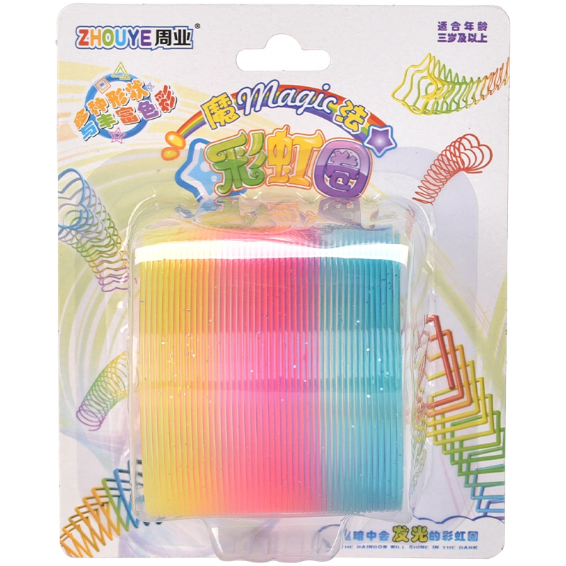 Rainbow Coil Magic Spring Toy for Kids Classic Novelty Plastic Spring Toy Rainbow Circle Fidget Stress Toy Plastic Coil Spring Party Favor Toy for Boys and Girl