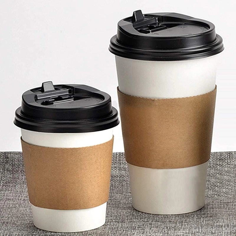 El papel de estraza Hot vaso de papel titular de la camisa de manga de protección de cartón corrugado Aislante de frío y caliente colocar 12oz 16oz 20oz 22oz 24oz de café caliente de vasos de papel