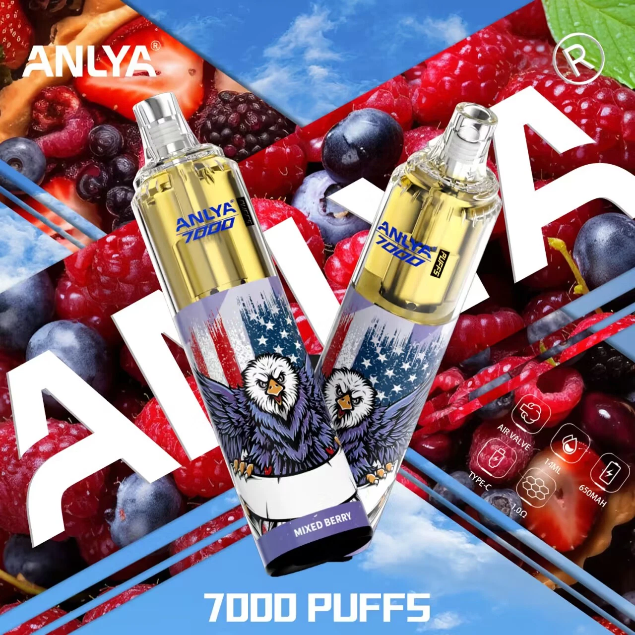 Original Anlya 7000 Puff Disposable/Chargeable Ecig Vape Pen 14ml Pod Factory Vaporizer