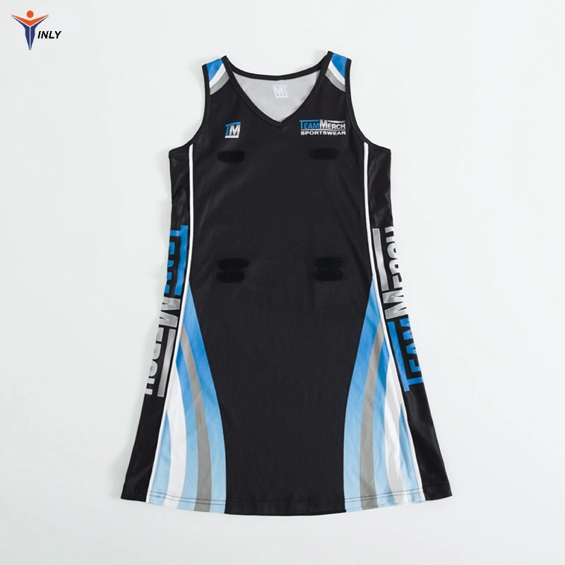 Дизайн для девочек Full Sublimation Дешевые полиэстер Sportswear Custom Team Wear Спортивная майка без рукавов с платьем из джерси Netball