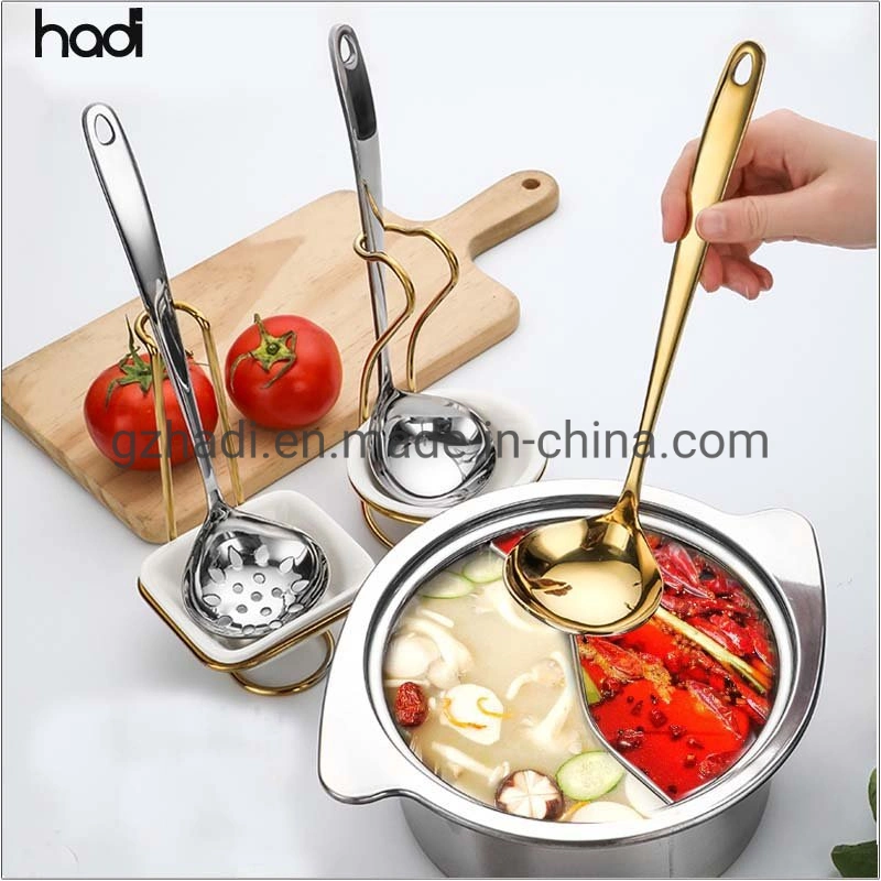 Other Hotel Supplier Good Quality Wholesale/Supplier Kitchen Utensils Silver and Gold Stainless Steel Soup Warmer Station Tureen Swan Ceramic Soup Ladle Set