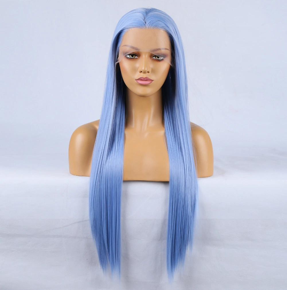 Blue High quality/High cost performance  Premium Ladies Wholesale/Supplier European Synthetic Fiber Frontal HD Wigs