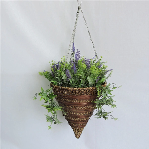 D30X50cm Artificial Garden Decoration Hanging Flower Cone Basket