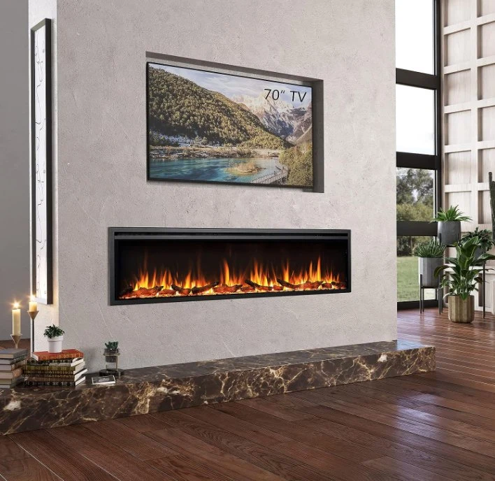 30" 32" 36" 40" 48" 50" 60" 70" Super Large Decor Flame Wall Mounted Recessed Modern Electric Fireplace WiFi Enable