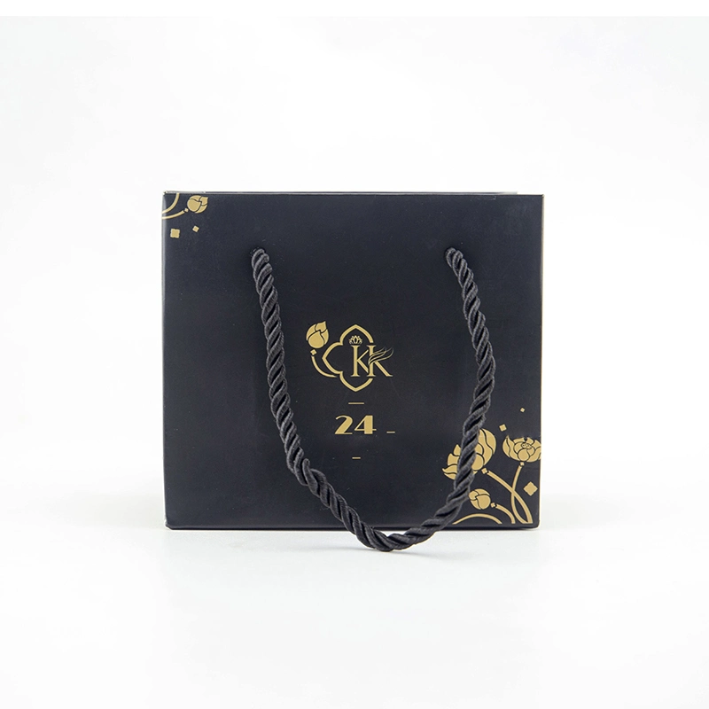 Factory Custom Printed Matte Black Paper Shopping Bag with Ribbon Handle Packaging Luxury Gift Paper Bag with Logo