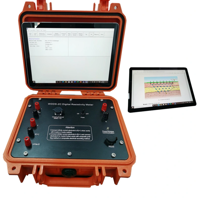 4 Pole Geophysical Resistivity Meter für Grundwasserforschung, Geo-Resistivity Meter Vertikale elektrische Sondierung für unterirdischen Wasserdetektor