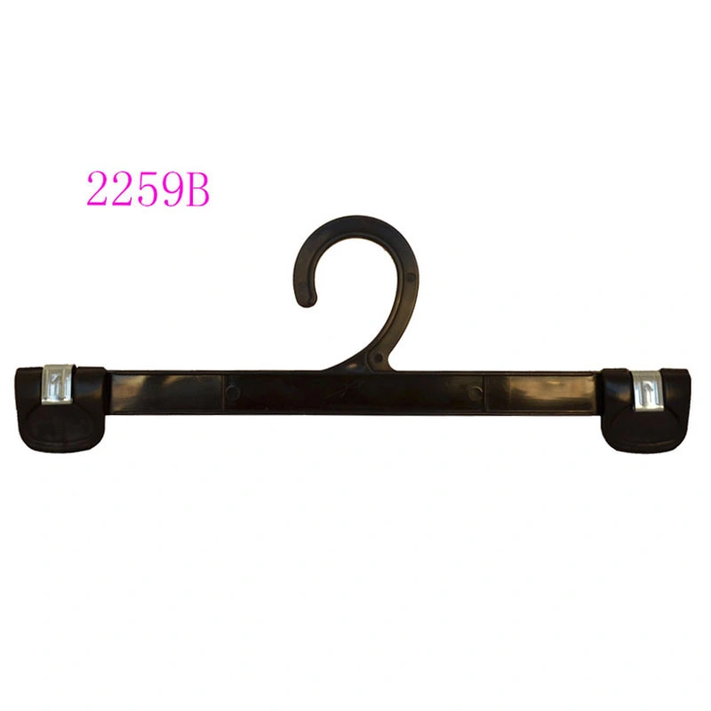 Wholesale Clothes Hanger Black Plastic Pant Hangers with Clips