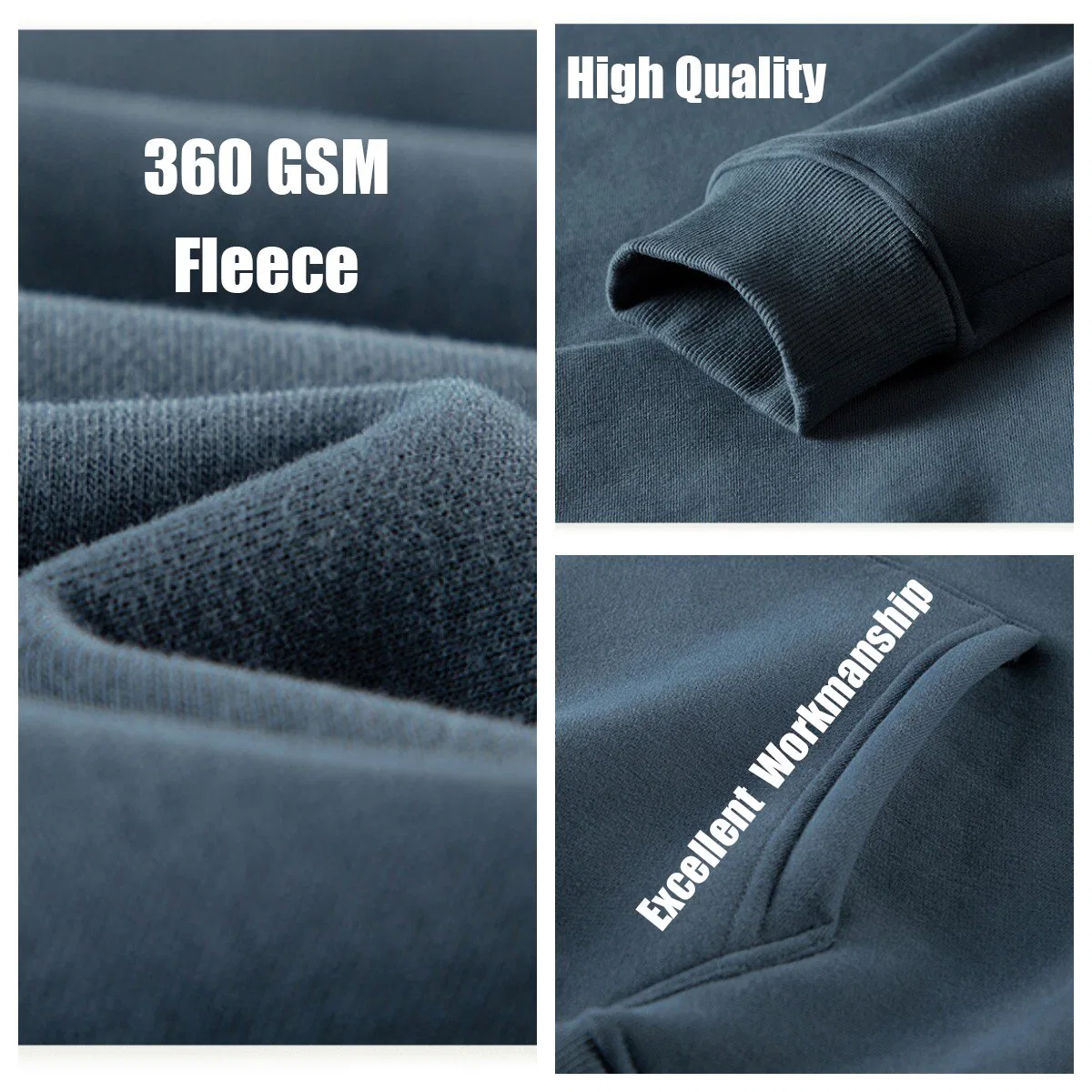 360g Fleece High quality/High cost performance Black Custom Blank Plain Cotton Oversize Pullover Sweatshirt Embossed Embroidery Logo Hoody Plus Size Men Hoodie Manufacturer Unisex