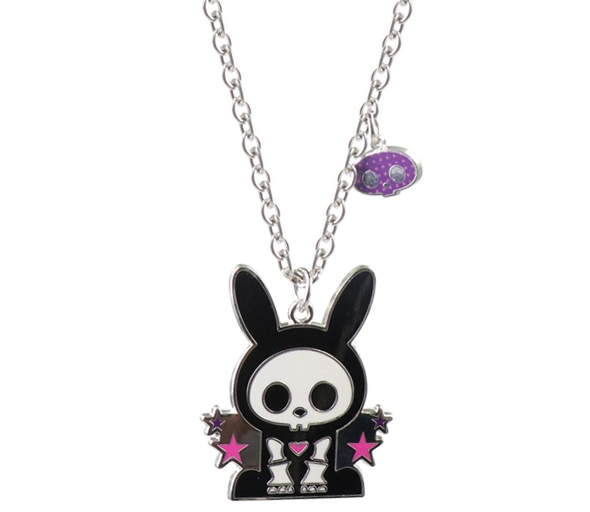 Fashion Silver Plated Polish Enameled Metal Alloy Skull Pendant Necklace for Imitation Jewelry