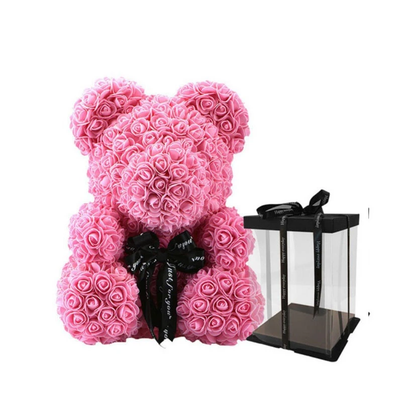 Meilleur cadeau 19 couleurs 40cm PE fleur artificielle rose ours en peluche de rose des fleurs artificielles pour la Saint-Valentin