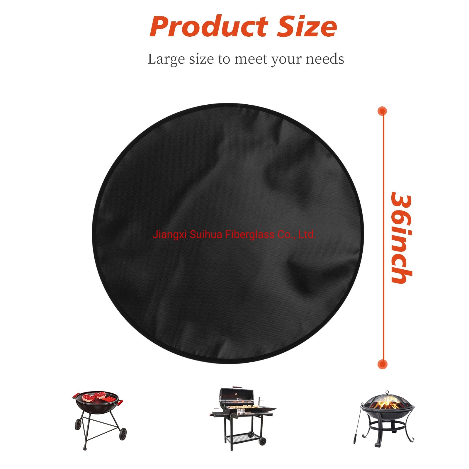 2 Layers Heat-Resistant Fireproof Outdoor Fiberglass Fire Pit Mat for Camping Protector