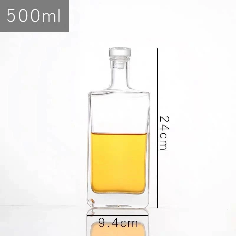 500ml Rectangular Glass Wine Bottle Spirits Bottle Square Glass Bottles with Cork 16oz Clear Glass Bottles for Wine Beverages Drinks Beer Water Soda