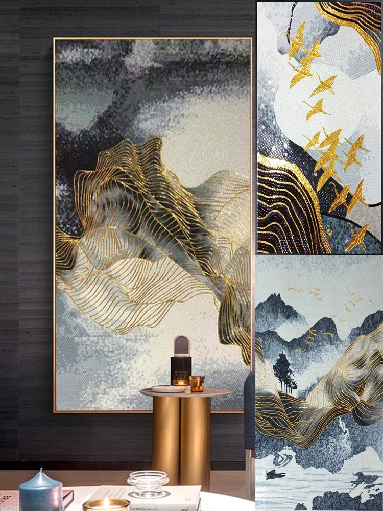 Belles peintures murales en cristal d'or mosaïques de verre