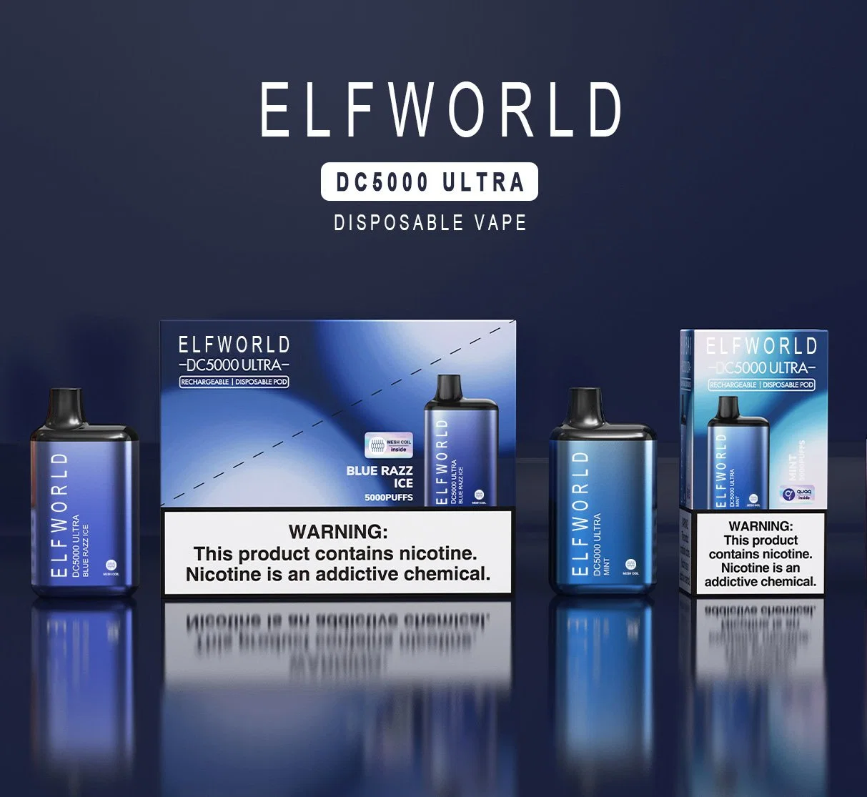 Original Elfworld Ultra 5000 cigarrillos Vapes desechables batería recargable vs Elfbar 5000