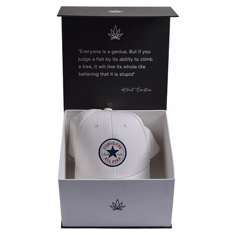 Wholesale/Supplier Custom Logo Black Baseball Cap Hat Snapcap Paper Box Paper Packaging for Snapcap Foldable Gift Boxes