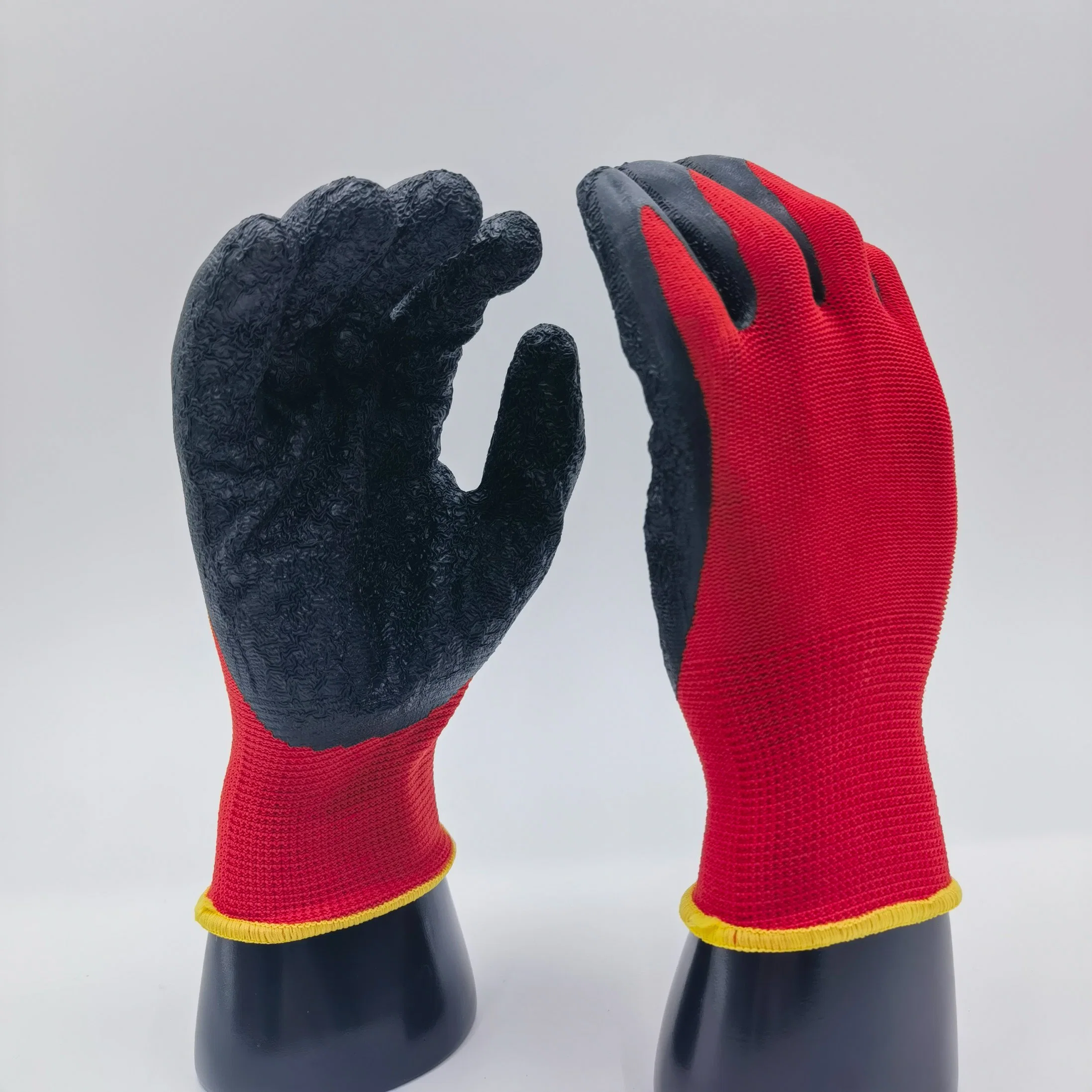 Magasin d'usine 13G polyester latex froissé / enduit d'emballage réutilisable Travail travail sécurité au travail gants de protection en caoutchouc pour le jardinage domestique Entrepôt