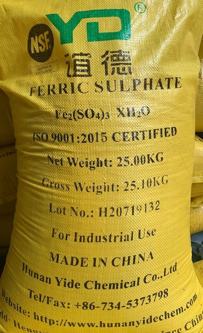 Fabricación certificación NSF Internacional sulfato férrico coagulante para tratamiento de agua potable mejor que el sulfato de aluminio