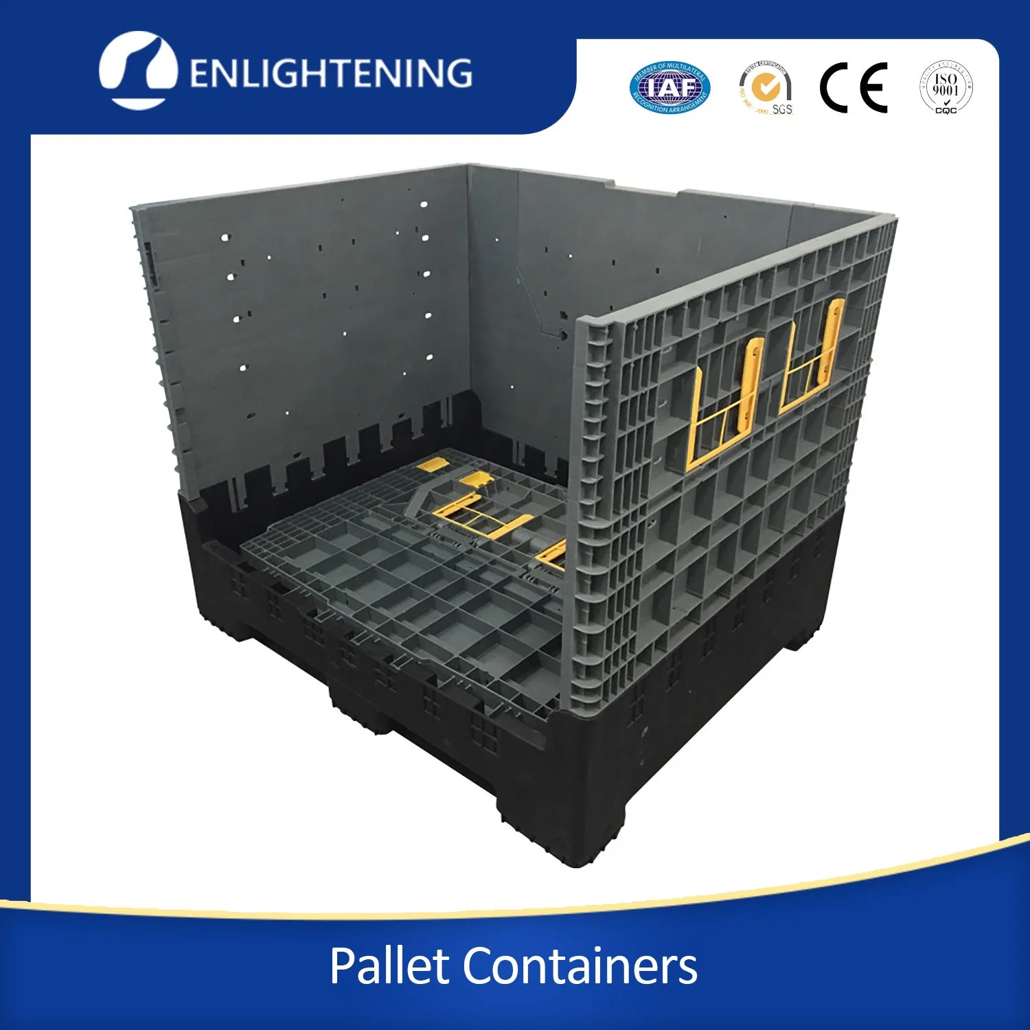 Pallet Box Pallet Rack Warehouse Box Industrial Stackable Storage Heavy Duty Large Plastic 1200*1000mm Customer Logo