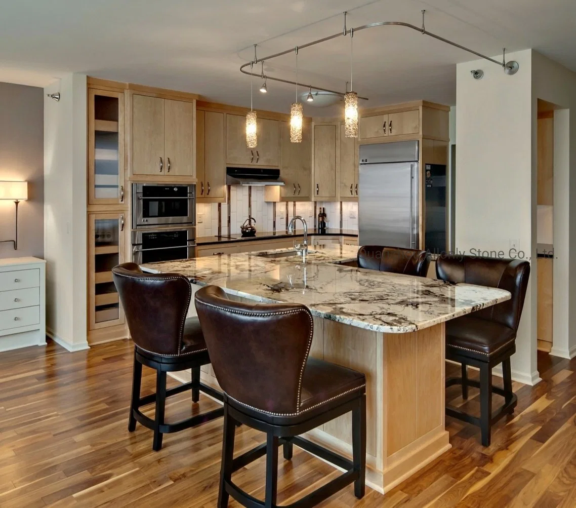 Natural Granite/Quartz/Marble Stone Countertop Kitchen Island Design with Cabinet